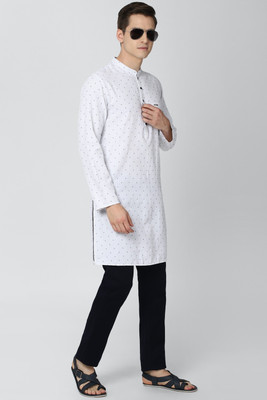 PETER ENGLAND Men Printed Straight Kurta(White)