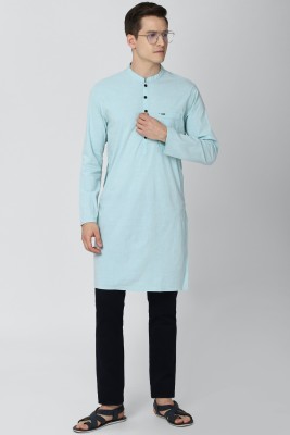 PETER ENGLAND Men Solid Straight Kurta(Blue)