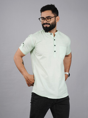 ELEPANTS Men Solid Straight Kurta(Light Green)