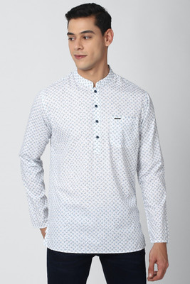 PETER ENGLAND Men Printed Straight Kurta(White)