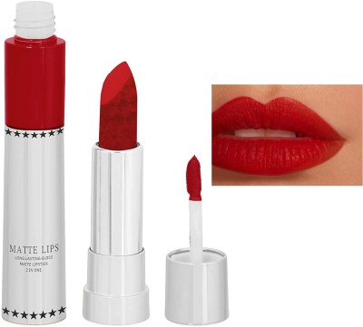 Latixmat LONG LASTING & WATER PROOF DUAL KISS PROOF HOT RED LIPSTICK(HOT RED, 8 g)