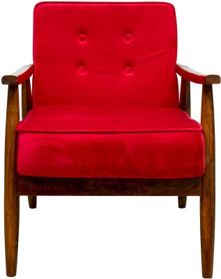 Timberly Modern Single Sofa Chair for Living Room Furniture | Single Sofa Chair Solid Wood Living Room Chair(Finish Color - Red, Pre-assembled)