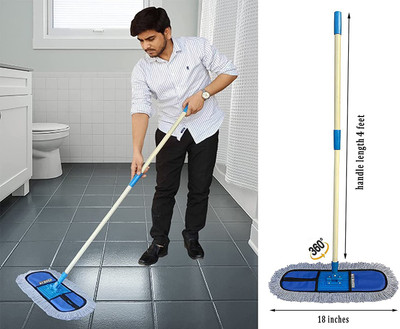 KUROXO Cotton Wet and Dry mop for Floor| Medium 18 Inch Full Set for Home and Office Wet & Dry Mop(Multicolor)