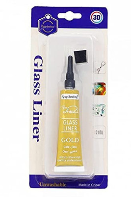 Kandle 1pcs Glass Liner Colors 3D Glass Color 21ml x 1 Tubes With Gold Color(Set of 1, Gold)