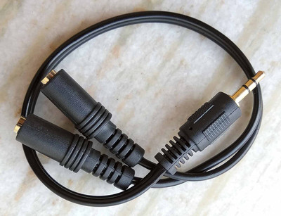 TECHGEAR Black 1 Male 2 Female Stereo AUX Audio Splitter Adapter Cable for Speaker Headphone Phone Converter(ios)