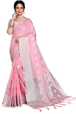 GAURIK FASHION Printed Assam Silk Pure Silk Saree(Pink)