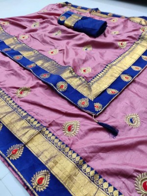 achira tex Embroidered Bollywood Silk Blend Saree(Pink)