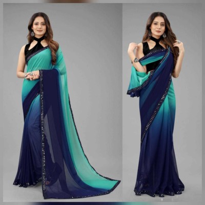 Fstore24x7 Self Design, Embellished, Solid/Plain Daily Wear Georgette, Chiffon Saree(Light Blue)