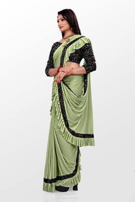 KASHYAP ART Self Design Bollywood Lycra Blend Saree(Light Green)