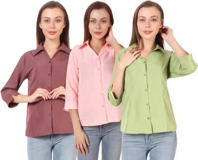 CINDERELLA THE CREATIONS FACTORY Women Solid Formal Multicolor Shirt(Pack of 3)