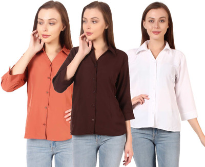 SHANAYA MODA Women Solid Formal Multicolor Shirt(Pack of 3)