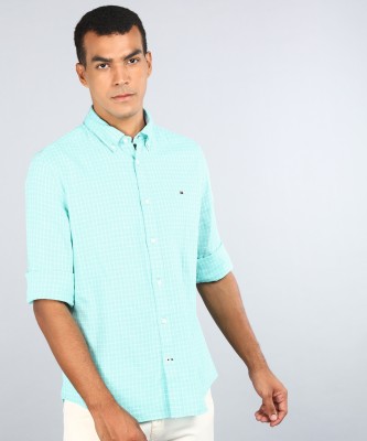 TOMMY HILFIGER Men Checkered Casual Blue Shirt