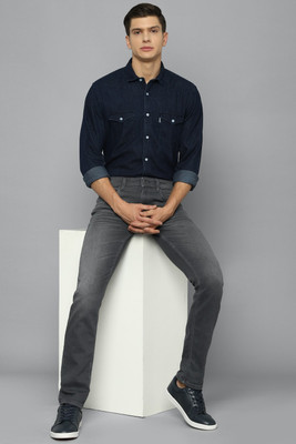 LOUIS PHILIPPE Men Self Design Casual Dark Blue Shirt