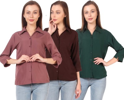 CINDERELLA THE CREATIONS FACTORY Women Solid Formal Multicolor Shirt(Pack of 3)