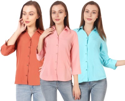 CINDERELLA THE CREATIONS FACTORY Women Solid Formal Multicolor Shirt(Pack of 3)