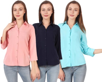 Giggles Women Solid Casual Multicolor Shirt(Pack of 3)