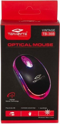 SR Online Terabyte optical mouse Wired Optical Mouse (USB 2.0, Black) Wired Optical  Gaming Mouse(USB 2.0, Black)