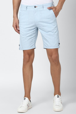 PETER ENGLAND Self Design Men Blue Regular Shorts