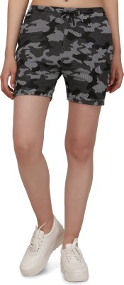 INDICLUB Printed Women Grey Running Shorts, Sports Shorts, Casual Shorts, Night Shorts, Beach Shorts