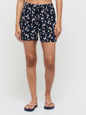 MAX Printed Women Black Night Shorts