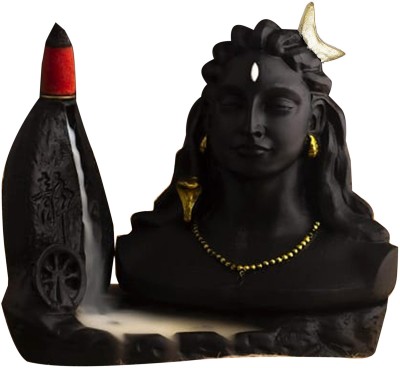 zart Black Adiyogi Smoke Fountain in Incense Sticks Statue Home Decorative item Decorative Showpiece  -  17.78 cm(Polyresin, Black)