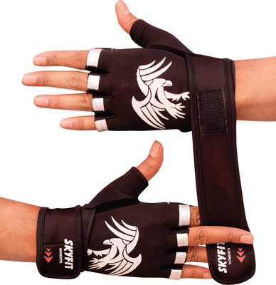 VELLY FIVE EAGLE PRINT GYM GLOVES FOR MEN Gym & Fitness Gloves(Black)