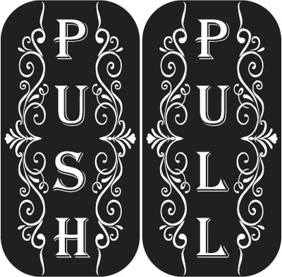 GOODPRINTZONE 20.32 cm Black & White Push And Pull Self Adhesive Sticker(Pack of 4)