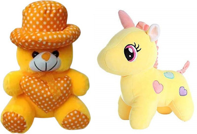 kashish trading company soft yellow dot with yellow unicorn for gift (25-30 cm)  - 30 cm(Multicolor)