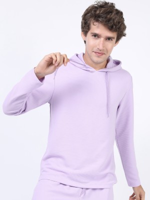 HIGHLANDER Solid Men Hooded Neck Purple T-Shirt