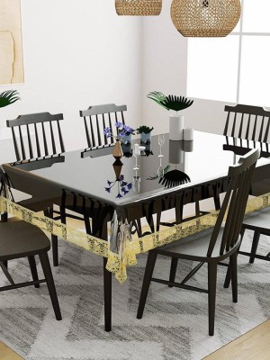 KingMatters Printed 4 Seater Table Cover(Gold, Clear, PVC)