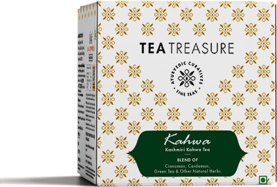 TeaTreasure Kahwa Green Tea - 10 Pyramid Tea Bags Cinnamon, Cardamom, Saffron Green Tea Box(10 Bags)