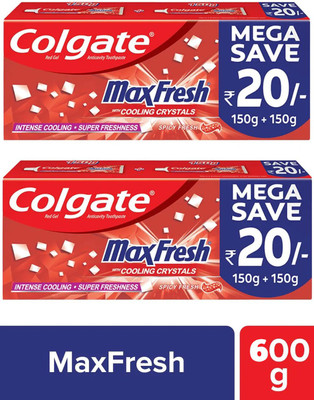 Colgate MaxFresh Toothpaste Gel Anticavity, Spicy Fresh, Saver Pack @ (2 x 300g)) Toothpaste (600 g, Pack of 2)