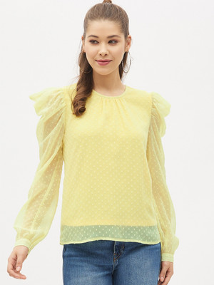 HARPA Casual Self Design Women Yellow Top