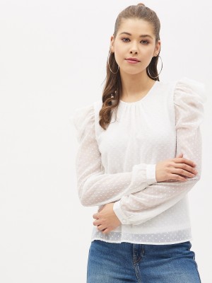 HARPA Casual Solid Women White Top