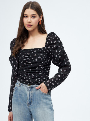 HARPA Casual Printed Women Black Top