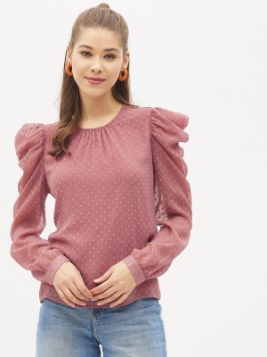 HARPA Casual Solid Women Pink Top