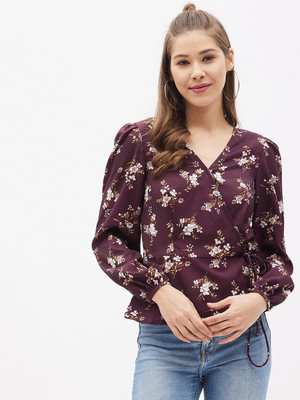 HARPA Casual Printed Women Maroon Top
