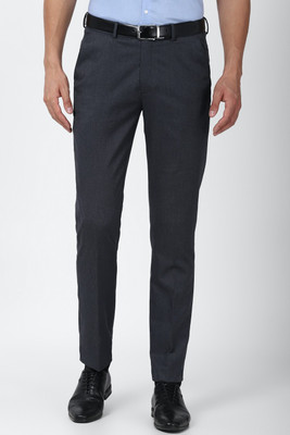 PETER ENGLAND Slim Fit Men Dark Blue Trousers