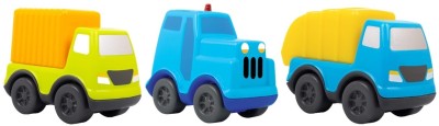 FUNSKOOL GIGGLES MINI VEHICLES SET OF 3 POLICE JEEP, GARBAGE TRUCK & CONTAINER TRUCK TOY(Multicolor)