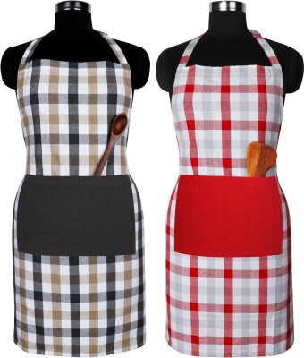 Peperhomia Cotton Home Use Apron - Free Size(Grey, Red, Pack of 2)
