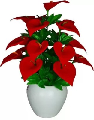 Yash Enterprises Wild Artificial Plant  with Pot(30 cm, Red)