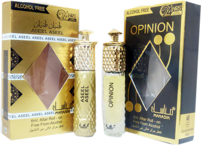 Manasik ASEEL & OPINION Alcohol - Free Attar Roll On 6ml . ( COMBO SET ) Floral Attar(Floral)