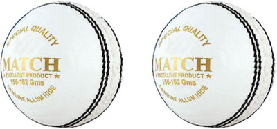 Dinetic Sports Leather Match Cricket Ball White Pack of 2 (2Part) Cricket Leather Ball(Standard, Pack of 2, White)
