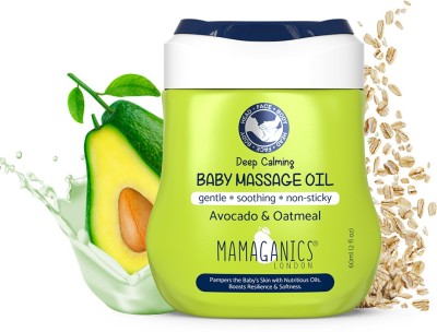 Mamaganics by Buddsbuddy Baby Massage Oil for Baby's Soft Skin with Avacado, Olive, Castor, & Oatmeal(60 ml)