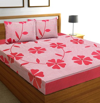 Flipkart SmartBuy 144 TC Cotton Double Floral Flat Bedsheet(Pack of 1, Pink)