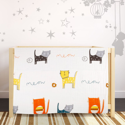 Baby Moo Printed Single Comforter for  AC Room(Muslin, White)