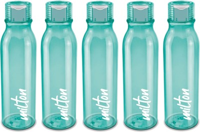 MILTON Name Tag Pet Water Bottle, Set of 5, Green 1000 ml Bottle(Pack of 5, Green, PET)