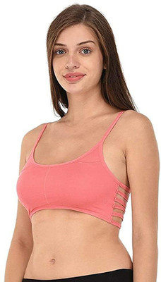 Kamini Women Bralette Lightly Padded Bra(Black, Pink)