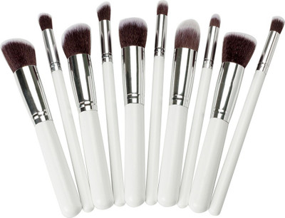 Townplaza Beauty Professional Series Kabuki Makeup Brush Set - White(Pack of 10)