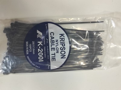 KRIPSON Nylon Standard Cable Tie 200X3.6MM (Black, Pack of 100) Nylon Standard Cable Tie(Black Pack of 100)